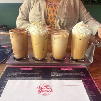 Madres Brunch - specialty coffee flight - (left to right) abuelitas, pistachio, horchata, mazapan - Breakfast & Brunch Near Me - Long Beach, California