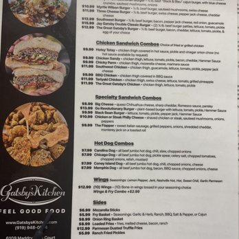 Gatsby’s Kitchen - Menu - Burgers Near Me - Raleigh, North Carolina Gatsby’s Kitchen - Menu - Burgers Near Me - Raleigh, North Carolina