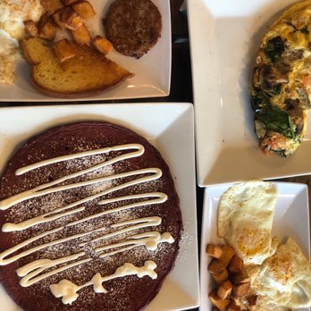 Oy! - Red Velvet Pancake, Omelette, and 2 side of eggs and sausage with Home Fries! - Breakfast & Brunch Near Me - Atlanta, Georgia Oy! - Red Velvet Pancake, Omelette, and 2 side of eggs and sausage with Home Fries! - Breakfast & Brunch Near Me - Atlanta, Georgia