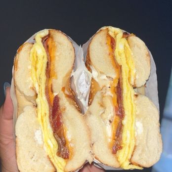 New York Bagels LA - Cheddar Bagel with bacon sandwich - Bagels Near Me - Whittier, California New York Bagels LA - Cheddar Bagel with bacon sandwich - Bagels Near Me - Whittier, California
