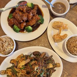 Jade Garden - General tso's chicken, fried rice, crab rangoon, and pork's ear with smoked tofu...