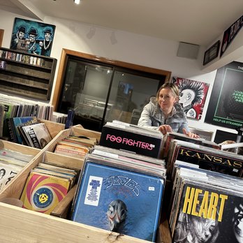 Stargazer Records - Records and listening room in the background. - Vinyl Records Near Me - Snohomish, Washington