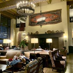The Ahwahnee - The huge fireplace in the seating area
