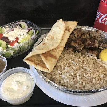 Pete the Greek - Pork souvlaki platter - Burgers Near Me - Old Bethpage, New York Pete the Greek - Pork souvlaki platter - Burgers Near Me - Old Bethpage, New York