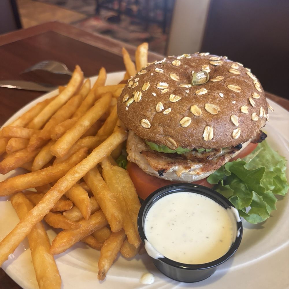 Chicken avocado burger was super fresh but kinda bland. The fries killed it though  crispy and delicious