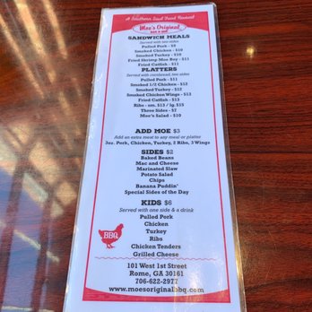 Moe's Original BBQ - Menu - Barbeque Near Me - Rome, Georgia Moe's Original BBQ - Menu - Barbeque Near Me - Rome, Georgia