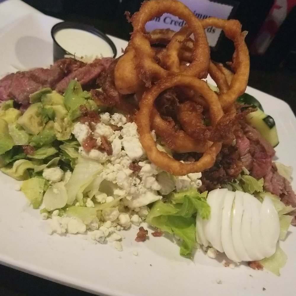 Bookies - Tri-Tip salad. Deffiently recommended! Tri-Tip is awesome and served with fresh blue cheese. Awesome! - Sports Bars Near Me - Modesto, California Bookies - Tri-Tip salad. Deffiently recommended! Tri-Tip is awesome and served with fresh blue cheese. Awesome! - Sports Bars Near Me - Modesto, California