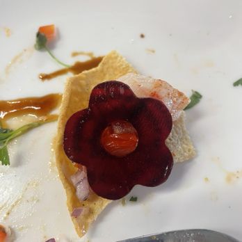 El Sol De Mexico - Piece of my tostada - had a cute radish flower. Cute touch! - Seafood Near Me - East Los Angeles, California