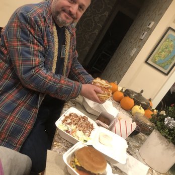 Halal Eatz - Fried chicken sandwich, cheeseburger, fries, falafel and chicken and rice plate; and my handsome husband. - Fast Food Near Me - Burlington, Massachusetts