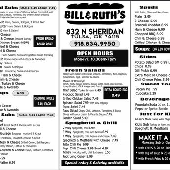 Bill & Ruth's Sub Shops - menu - Sandwiches Near Me - Tulsa, Oklahoma Bill & Ruth's Sub Shops - menu - Sandwiches Near Me - Tulsa, Oklahoma
