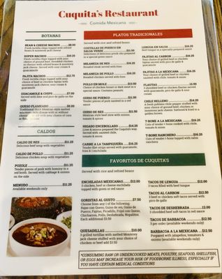 Menu photo 1 Cuquita's Restaurant Garland, TX