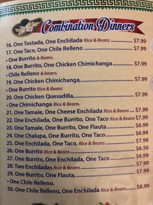 Menu photo 3 El Sombrero Mexican Restaurant Canton, MS