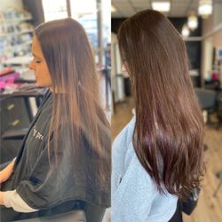 Sarah's Chair - Fusion ktip hair extensions and hair tinsel