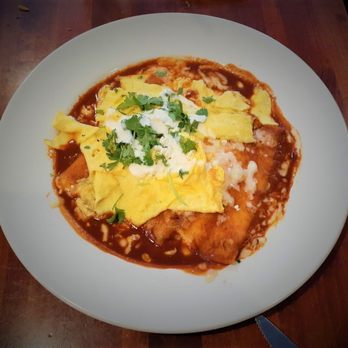Green Street Restaurant - Three enchiladas, red sauce, scrambled eggs. - New American Near Me - Pasadena, California Green Street Restaurant - Three enchiladas, red sauce, scrambled eggs. - New American Near Me - Pasadena, California