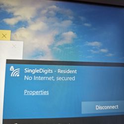 Single Digits - Device connected, but "No Internet, secured"