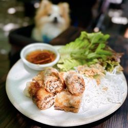 Slanted Door - Chả Giò: Imperial rolls w/ wild gulf shrimp, pork, vermicelli, peanuts (2 pc-$18)