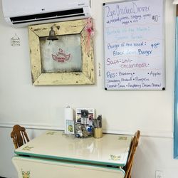 Tugger's Brian's & Trisha's Cafe & Catering - Look at those pie choices! Love the unique antique tables.