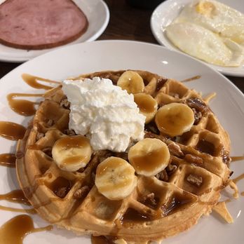 Another Broken Egg Cafe - Bourbon St. Belgian Waffle, ham & eggs. - Breakfast & Brunch Near Me - Destin, Florida Another Broken Egg Cafe - Bourbon St. Belgian Waffle, ham & eggs. - Breakfast & Brunch Near Me - Destin, Florida