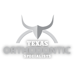 Texas Orthodontic Specialists at Cy-Fair - Logo for Texas Orthodontic Specialists featuring bold white typography and a stylized Texas-inspired emblem on a black backgr...