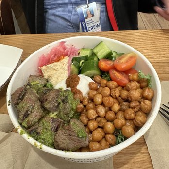 Nick the Greek - This is the Mediterranean bowl with steak. - Greek Near Me - Reno, Nevada Nick the Greek - This is the Mediterranean bowl with steak. - Greek Near Me - Reno, Nevada