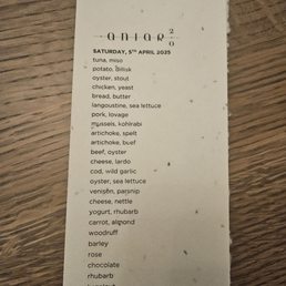 Menu that had chamomile flower seeds