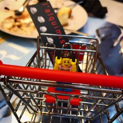 L'Alquimista - Lego Kirsten in the super cute mini shopping cart the check came in.