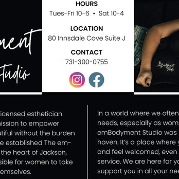 The emBodyment Studio - Waxing Near Me - Jackson, Tennessee The emBodyment Studio - Waxing Near Me - Jackson, Tennessee