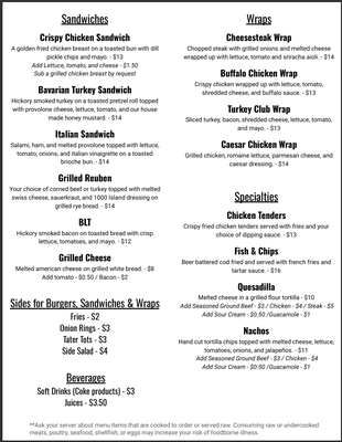 Menu photo 2 Time Out Bar & Grill Livonia, MI