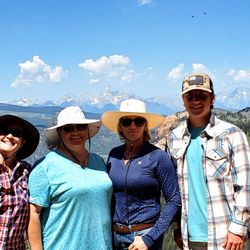Goosewing Ranch - The 4 of us on top of Teepee Creek I believe the elevation is 9000+ feet and the views are amazing.
