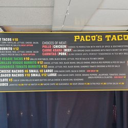 Paco's Tacos - Menu