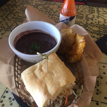 Cuba Cuba - 1/2 pork sandwich with Black Beans & Tostones - Cuban Near Me - Glendale, Colorado
