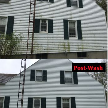 Miller's Power Wash - In this photo you can see the clear difference between a house before the wash and afterwards. - Pressure Washers Near Me - Batesville, Indiana Miller's Power Wash - In this photo you can see the clear difference between a house before the wash and afterwards. - Pressure Washers Near Me - Batesville, Indiana