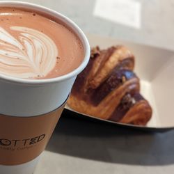 Shotted Specialty Coffee - Rose Latte with Nutella Croissant