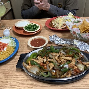 El Puerto - Fajitas & #27. Two burritos, one taco and rice. - Mexican Near Me - Charlottesville, Virginia