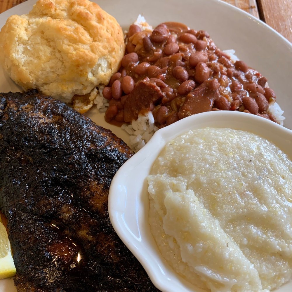 Wishbone - Blackened catfish, grits and red beans and rice - Breakfast & Brunch Near Me - Chicago, Illinois Wishbone - Blackened catfish, grits and red beans and rice - Breakfast & Brunch Near Me - Chicago, Illinois