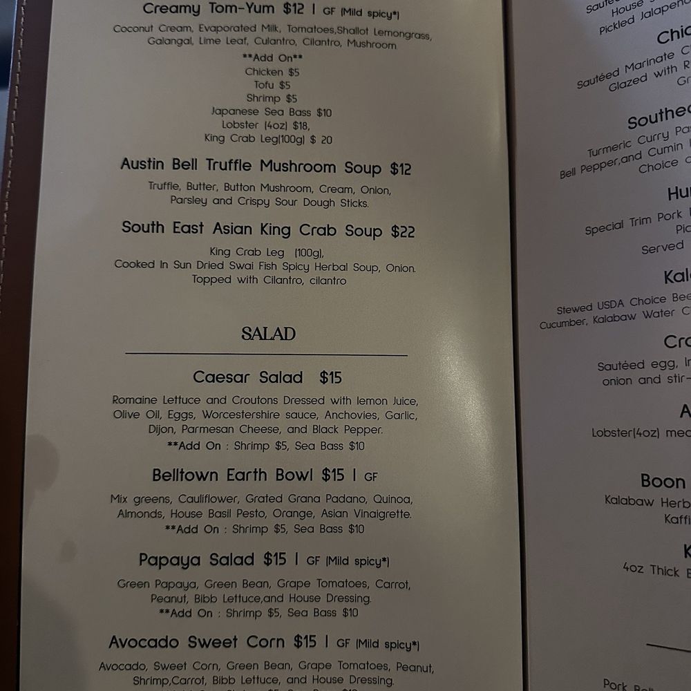 Kalabaw Bar & Kitchen - Soup and salad menu - Thai Near Me - Seattle, Washington Kalabaw Bar & Kitchen - Soup and salad menu - Thai Near Me - Seattle, Washington