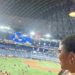 Our view from the restaurant - A Summer camp field day at the Blue Jays stadium. Our view from the restaurant - A Summer camp field day at the Blue Jays stadium.
