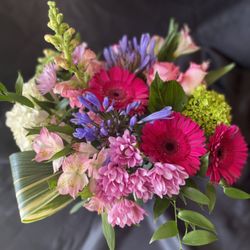 Franklin Flower House - Pink designer's choice floral arrangement with a request for hot pink gerbera daisies. What's your inspiration?