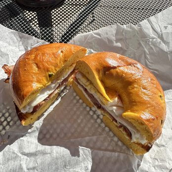 Maya Bagel Express - Bacon, egg and cheese on jalapeño and cheddar - Bagels Near Me - Louisville, Kentucky Maya Bagel Express - Bacon, egg and cheese on jalapeño and cheddar - Bagels Near Me - Louisville, Kentucky