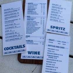 Drinks menu