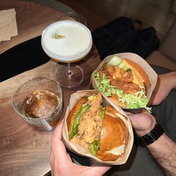Double Chicken Please - Salted Duck Egg Sandwich Hot Honey Sandwich - Cocktail Bars Near Me - New York, New York