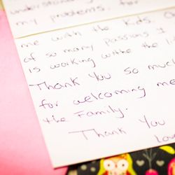 Happy Child Preschool and Daycare - A hand-written thank you card for providing extraordinary care to this family.