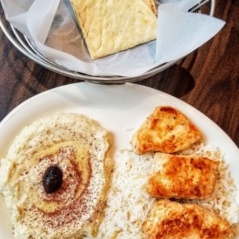 Hummus Cafe - Chicken Kebab Plate w/ Hummus & Rice - Mediterranean Near Me - Seattle, Washington