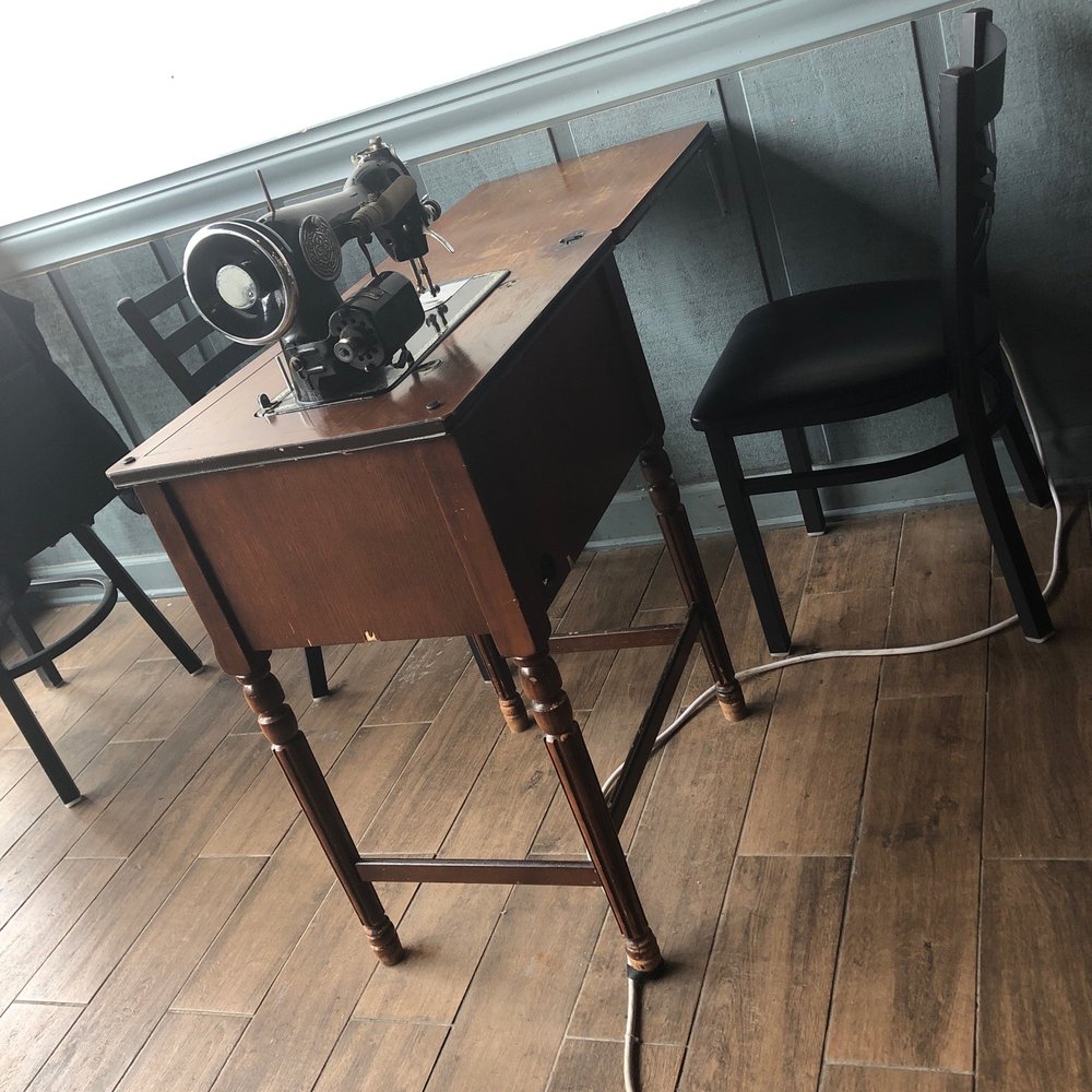 First Sip Cafe - Sewing machine table turned into a Work table - Coffee & Tea Near Me - Chicago, Illinois First Sip Cafe - Sewing machine table turned into a Work table - Coffee & Tea Near Me - Chicago, Illinois