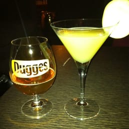 Dugges-beer specifically brewed for Post Bar, along w an apple martini Dugges-beer specifically brewed for Post Bar, along w an apple martini