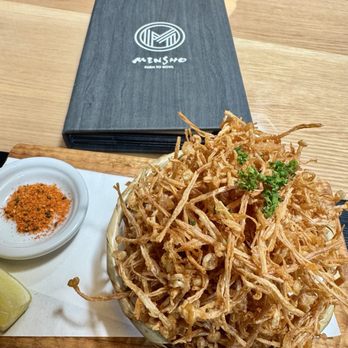 Mensho Ramen - Got some enoki chips while waiting for my ramen.. can never go wrong with this! - Ramen Near Me - Phoenix, Arizona Mensho Ramen - Got some enoki chips while waiting for my ramen.. can never go wrong with this! - Ramen Near Me - Phoenix, Arizona