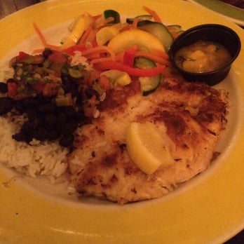 Guanabanas - coconut and macadamia crusted TileFish (fresh catch of the day) mixed veggies and rice and beans side dish - Seafood Near Me - Jupiter, Florida Guanabanas - coconut and macadamia crusted TileFish (fresh catch of the day) mixed veggies and rice and beans side dish - Seafood Near Me - Jupiter, Florida
