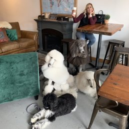 Me and my dogs taking a pic while waiting for our breakfast sandwiches. Super dog friendly here Me and my dogs taking a pic while waiting for our breakfast sandwiches. Super dog friendly here