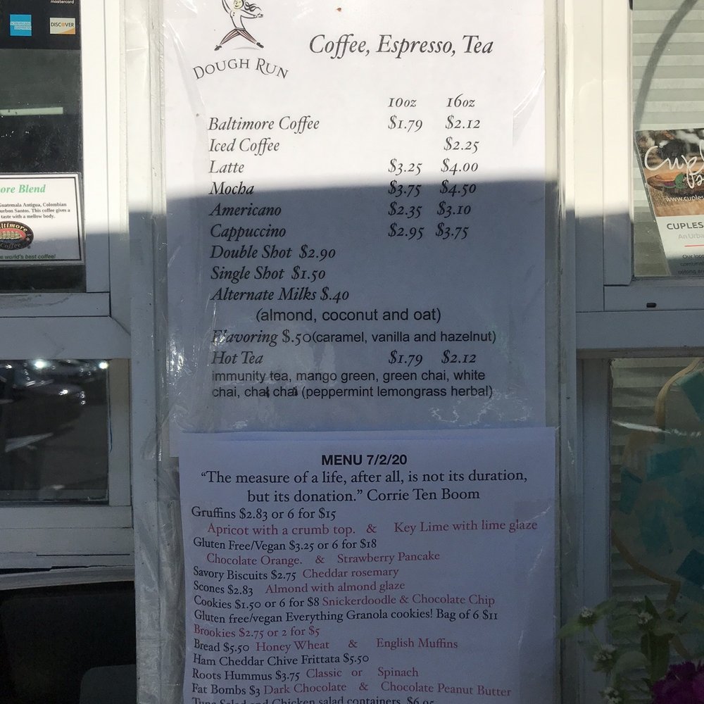 Dough Run - Menu - Coffee & Tea Near Me - Monkton, Maryland Dough Run - Menu - Coffee & Tea Near Me - Monkton, Maryland