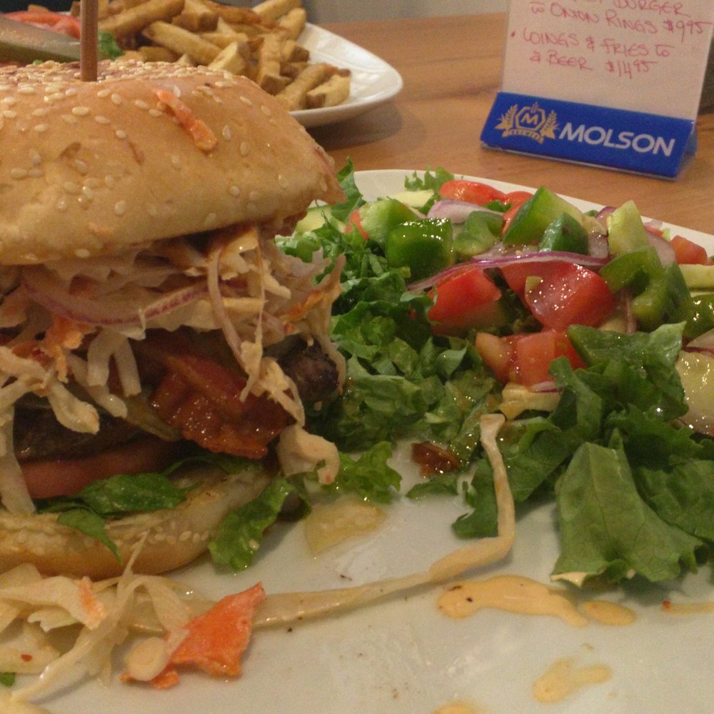 Frankie's - Hogtown burger with side garden salad. Delicious! - Breakfast & Brunch Near Me - Toronto, Ontario